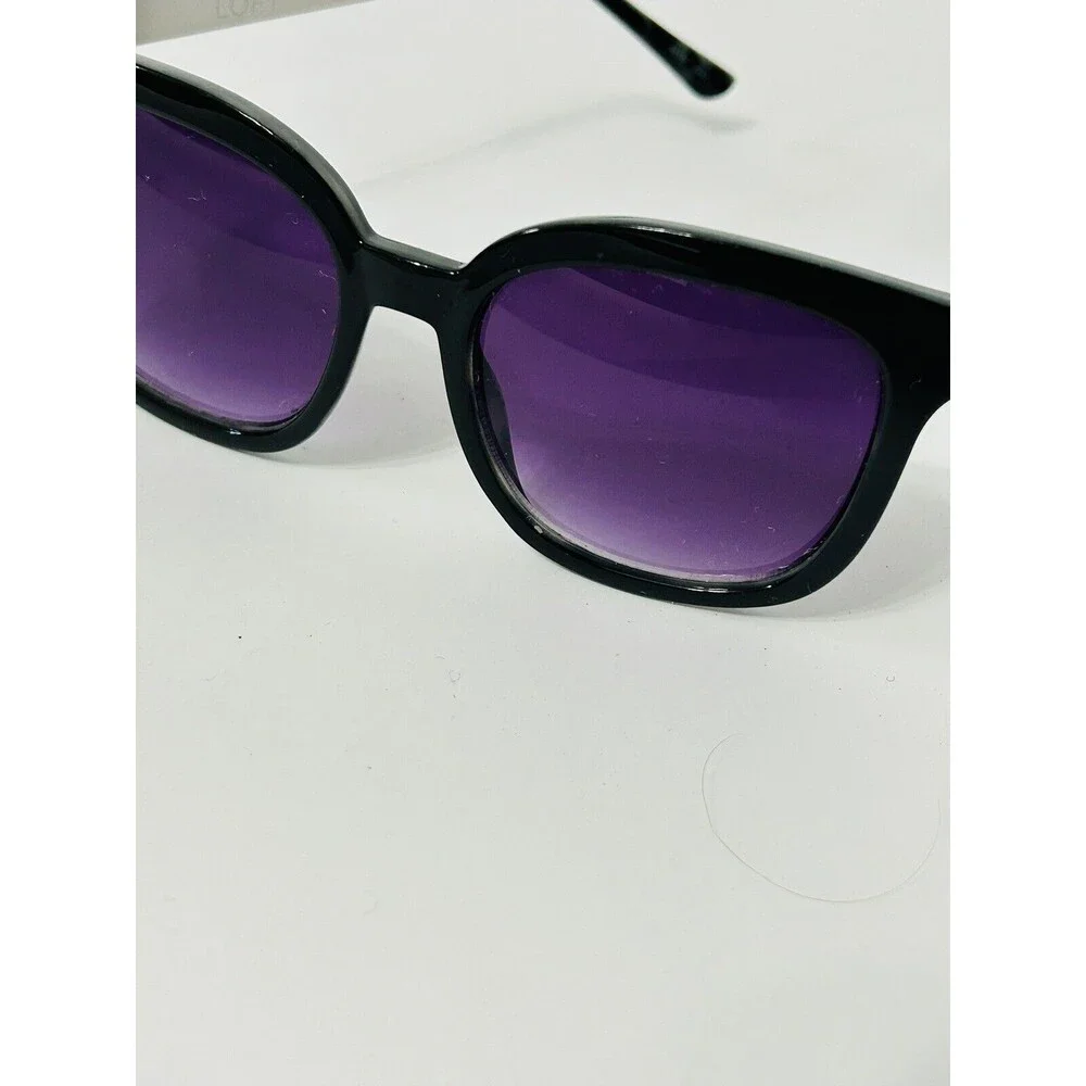 LOFT Black Sunglasses Rounded Square Gradient Gray Tortoise Metal Retro‎